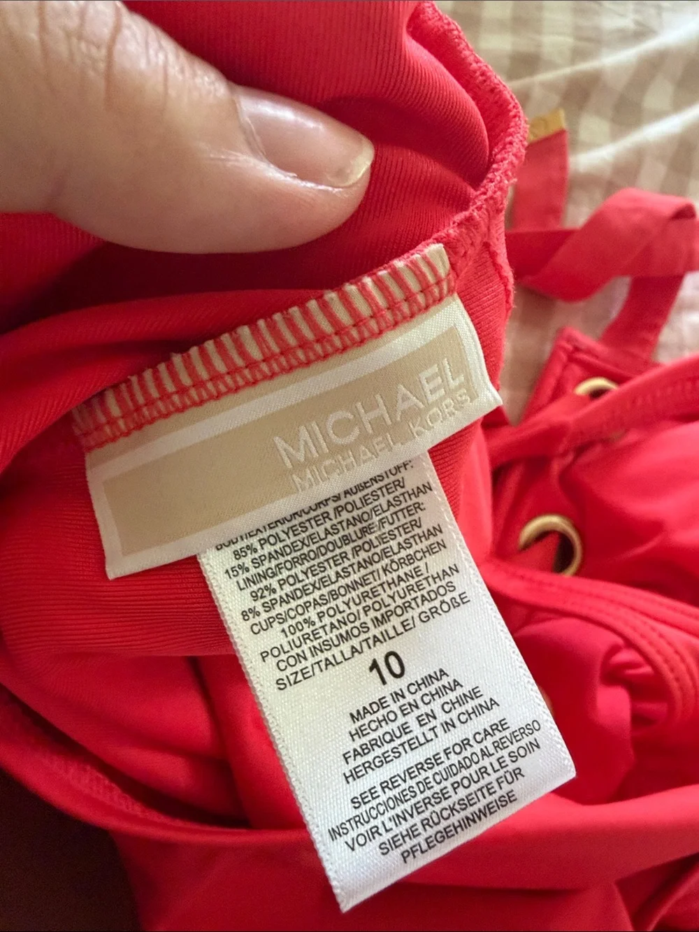 Michael Kors Lace-Up One-Piece Swimsuit with Gold Eyelets Size 10